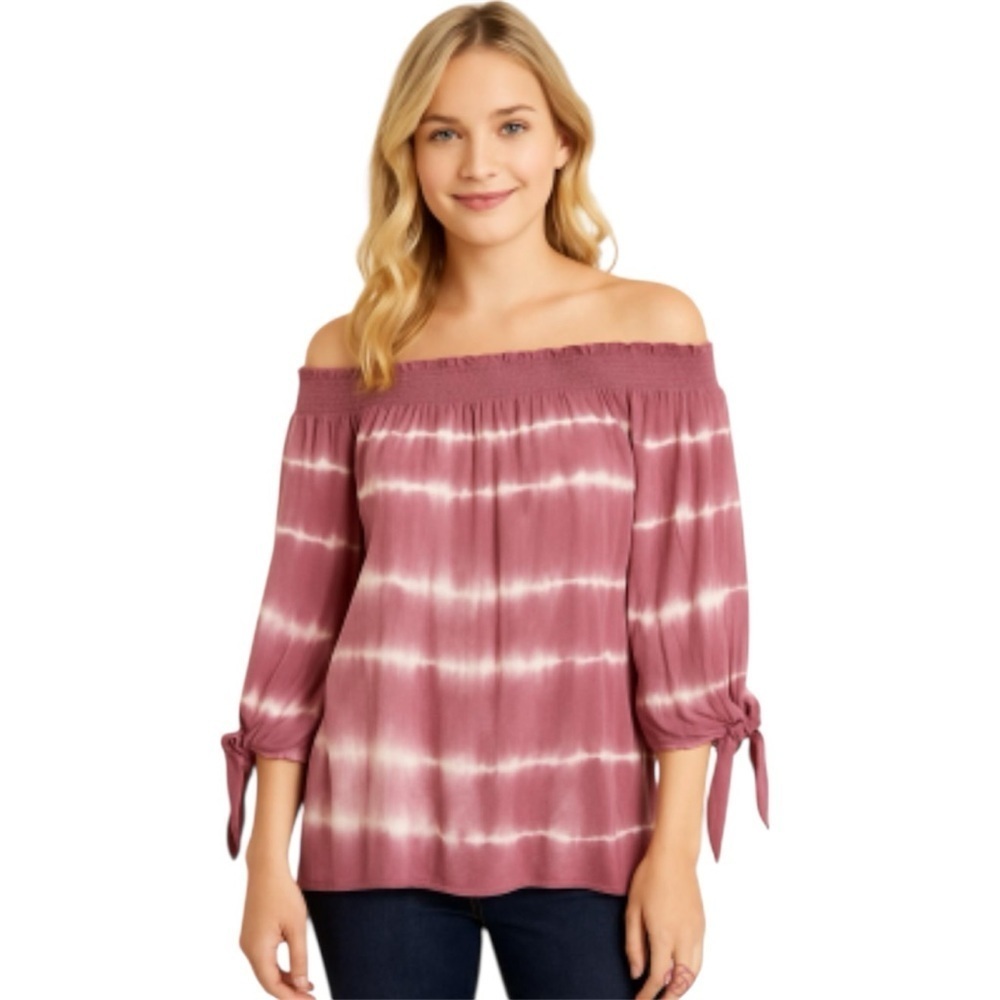 Unique Spectrum tye dye ruched neck off shoulder top size 1X
